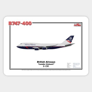 Boeing B747-400 - British Airways "Landor Colours" (Art Print) Sticker